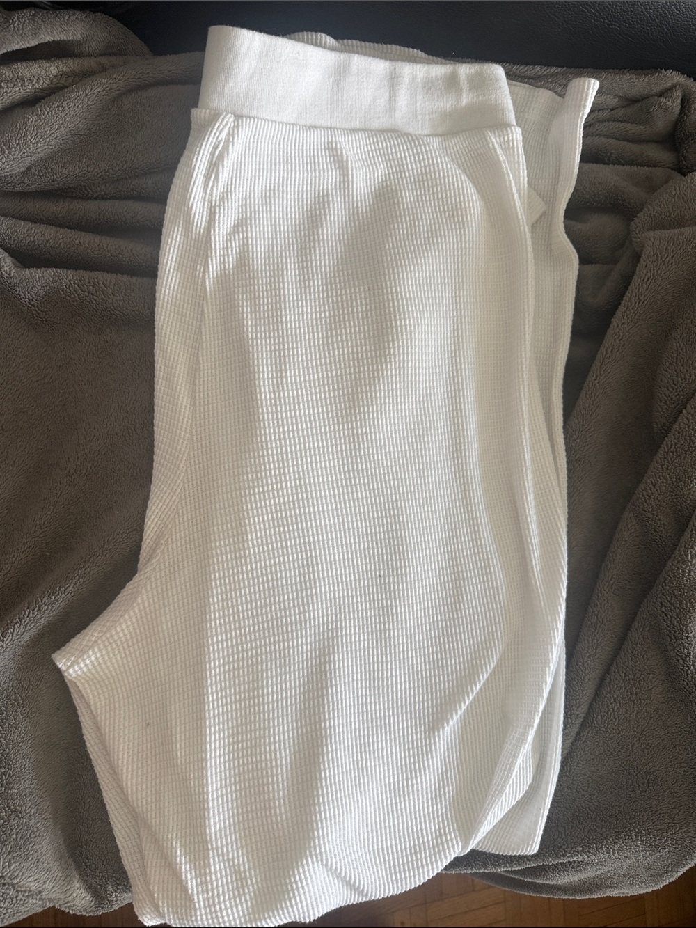 Babaton White Waffle Knit Track Pants